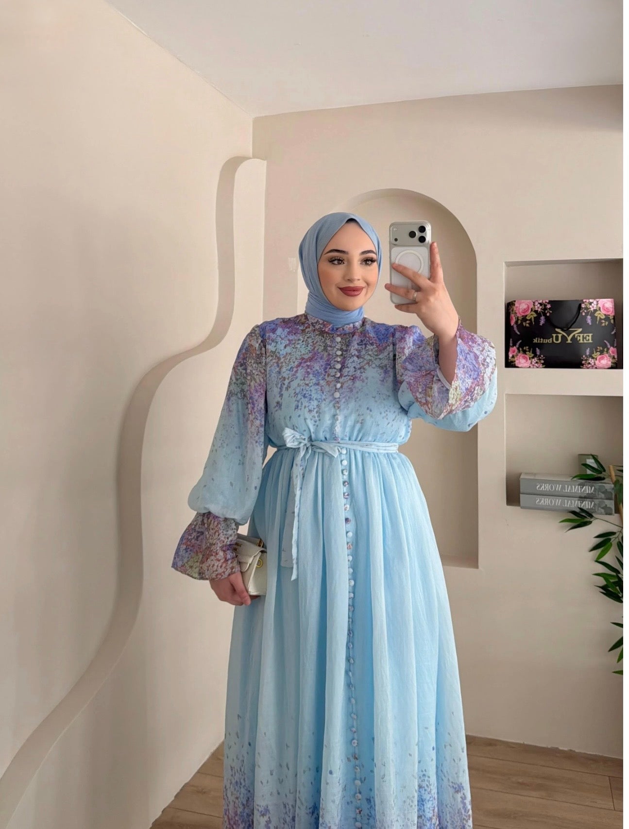LINA FLORAL DRESS - PASTEL BLUE