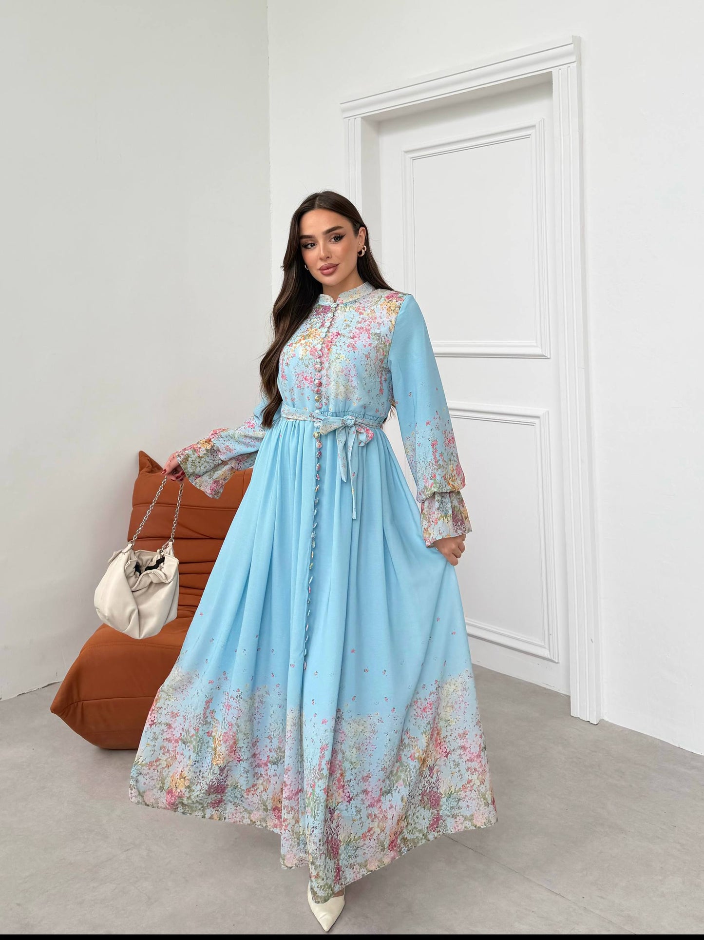 LIYANA FLORAL DRESS - SKY BLUE