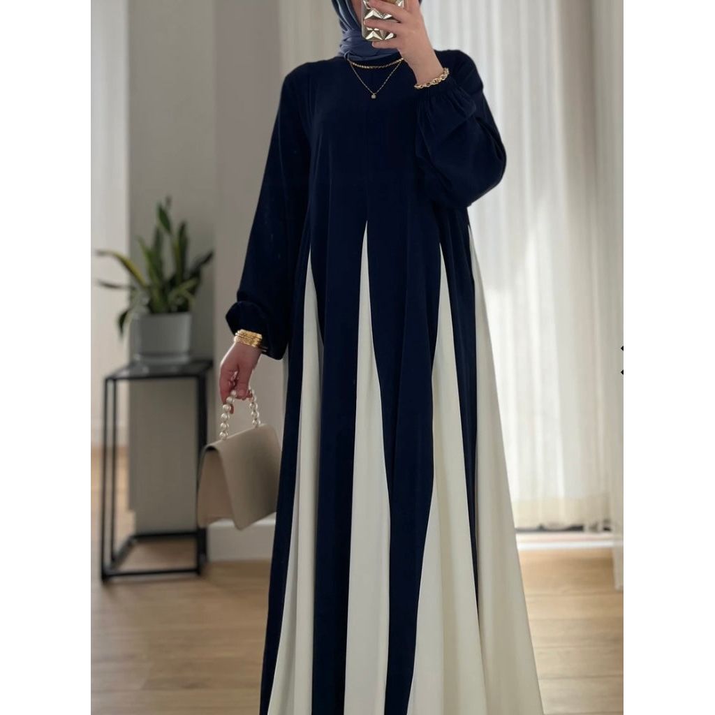 AMAL FLOW DRESS - NAVY