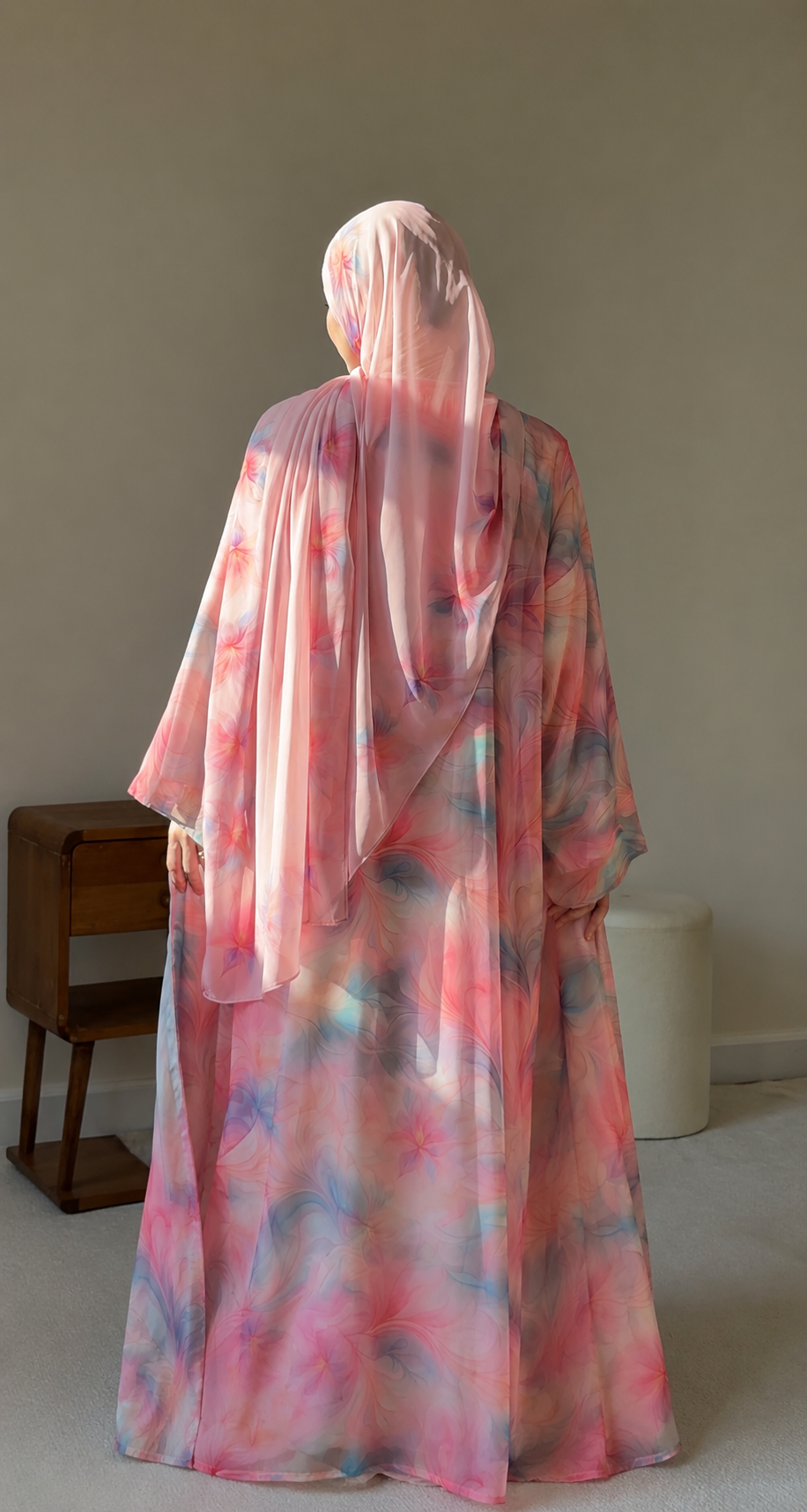 BLUSH BLOOM ABAYA SET