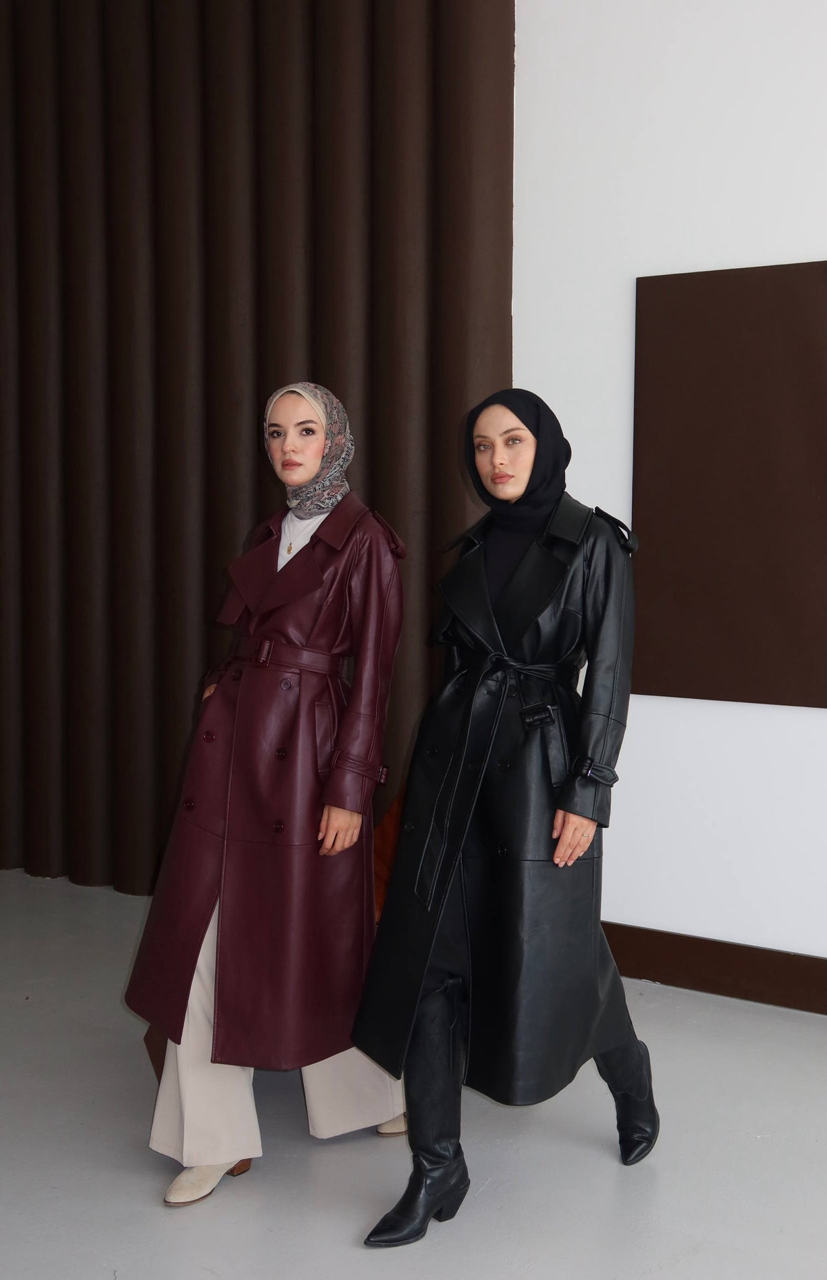 AMARA LEATHER TRENCH COAT - BLACK
