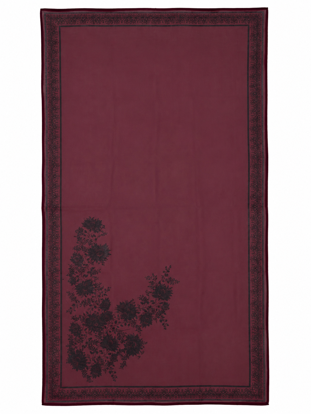 BURGUNDY-BLACK FLORAL ABAYA SET