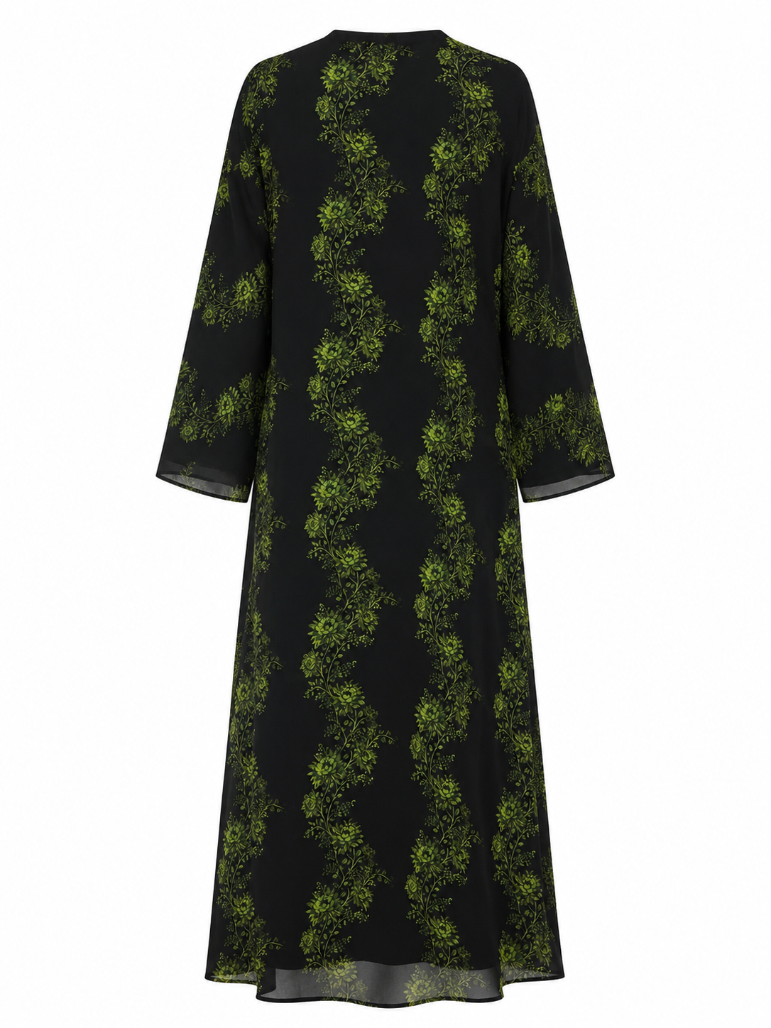 GREEN-BLACK FLORAL ABAYA SET