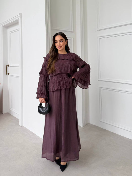 AMAYA RUFFLE SET - DEEP FIG