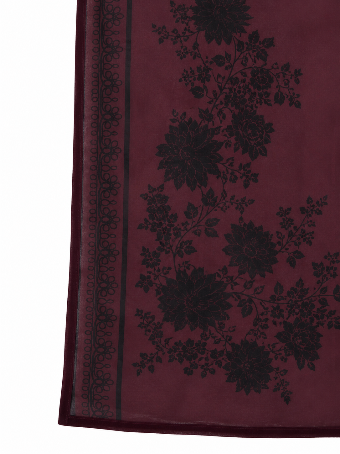 BURGUNDY-BLACK FLORAL ABAYA SET