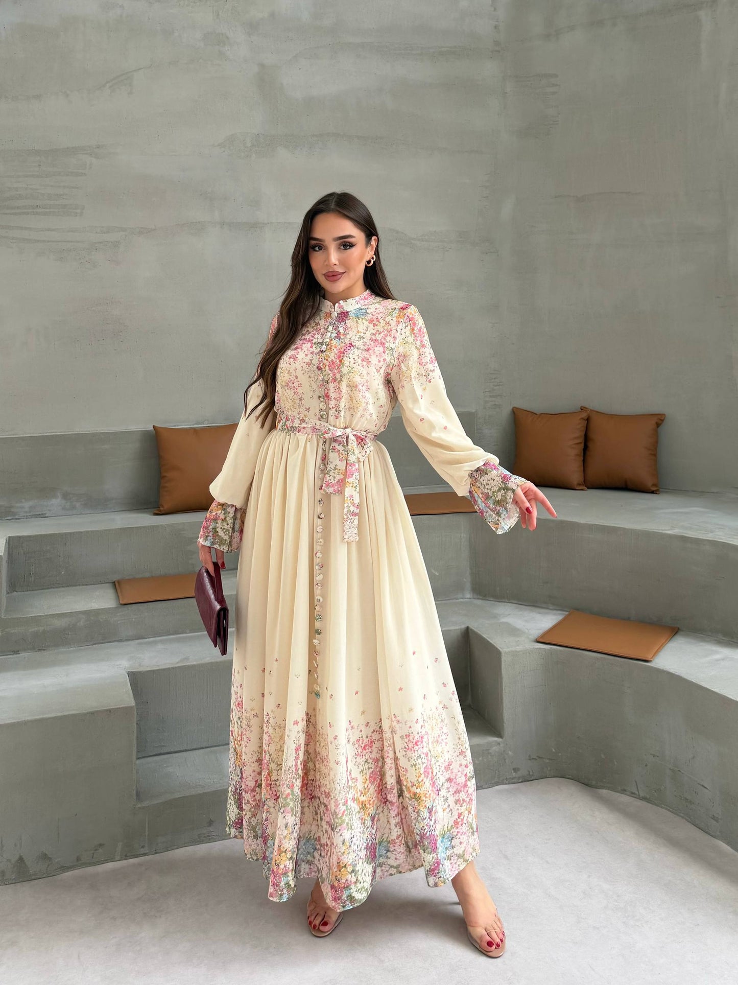 LIYANA FLORAL DRESS - BUTTER CREAM