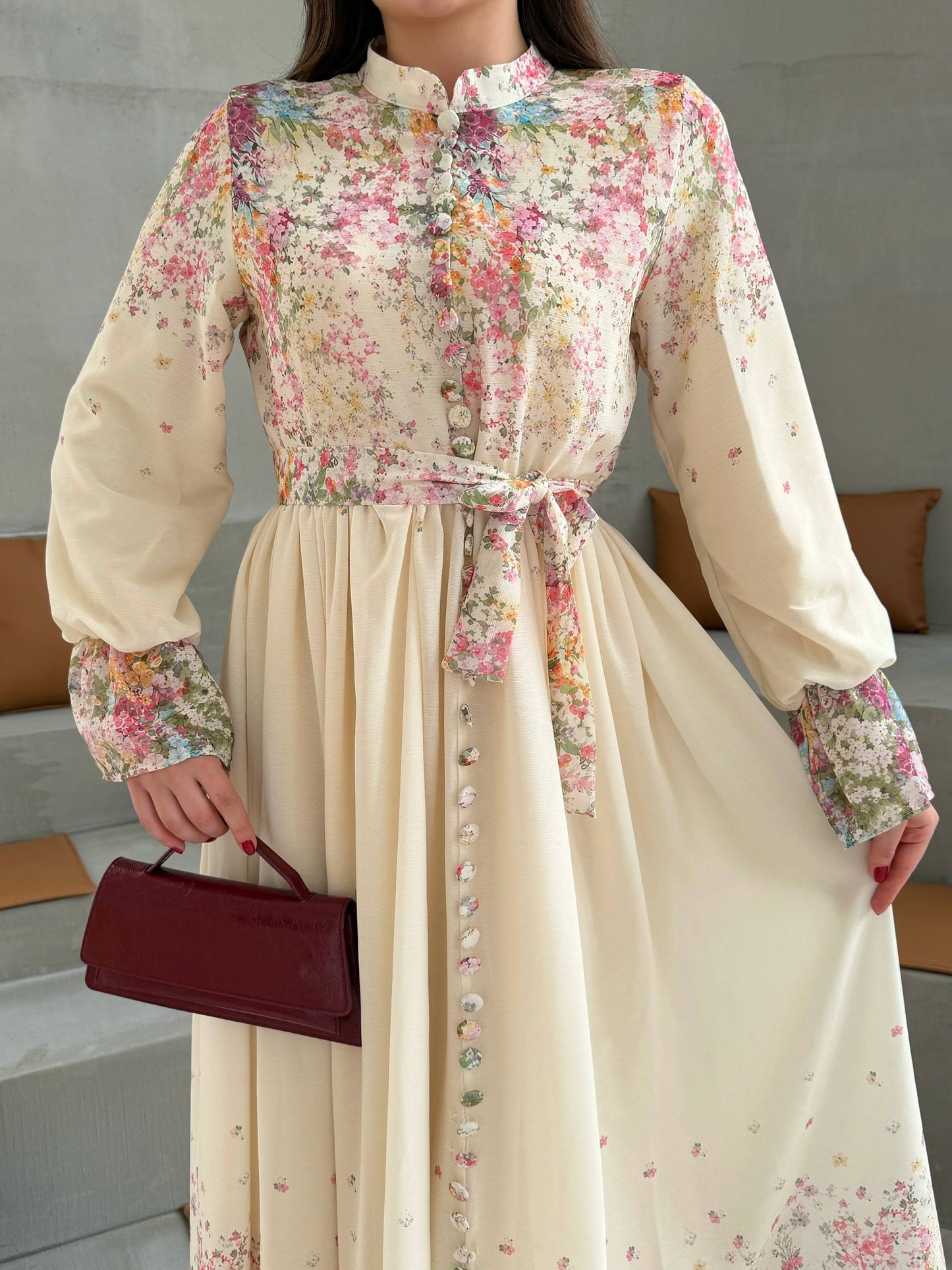 LIYANA FLORAL DRESS - BUTTER CREAM