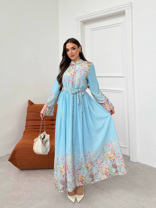 LIYANA FLORAL DRESS - SKY BLUE