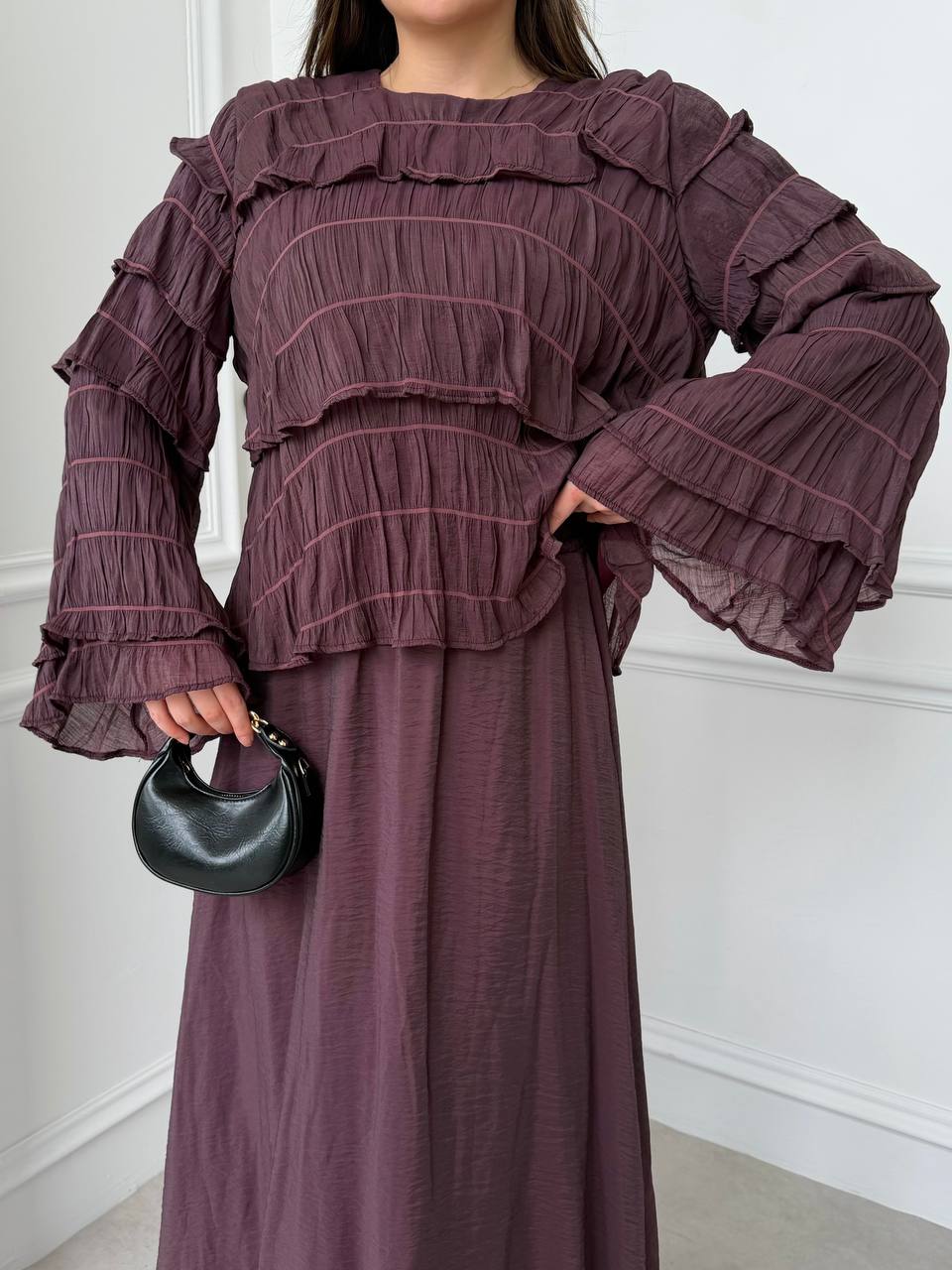 AMAYA RUFFLE SET - DEEP FIG