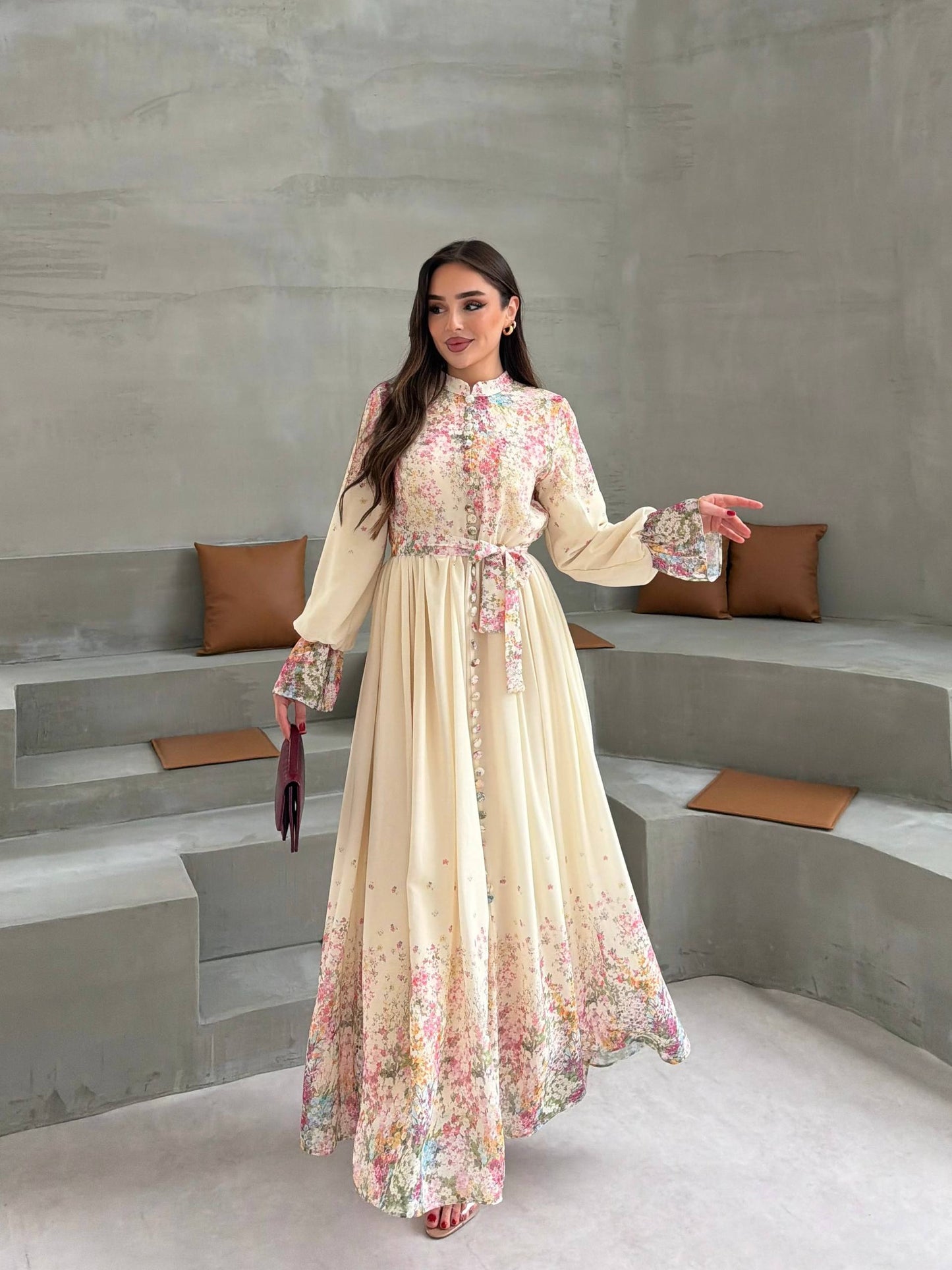 LIYANA FLORAL DRESS - BUTTER CREAM