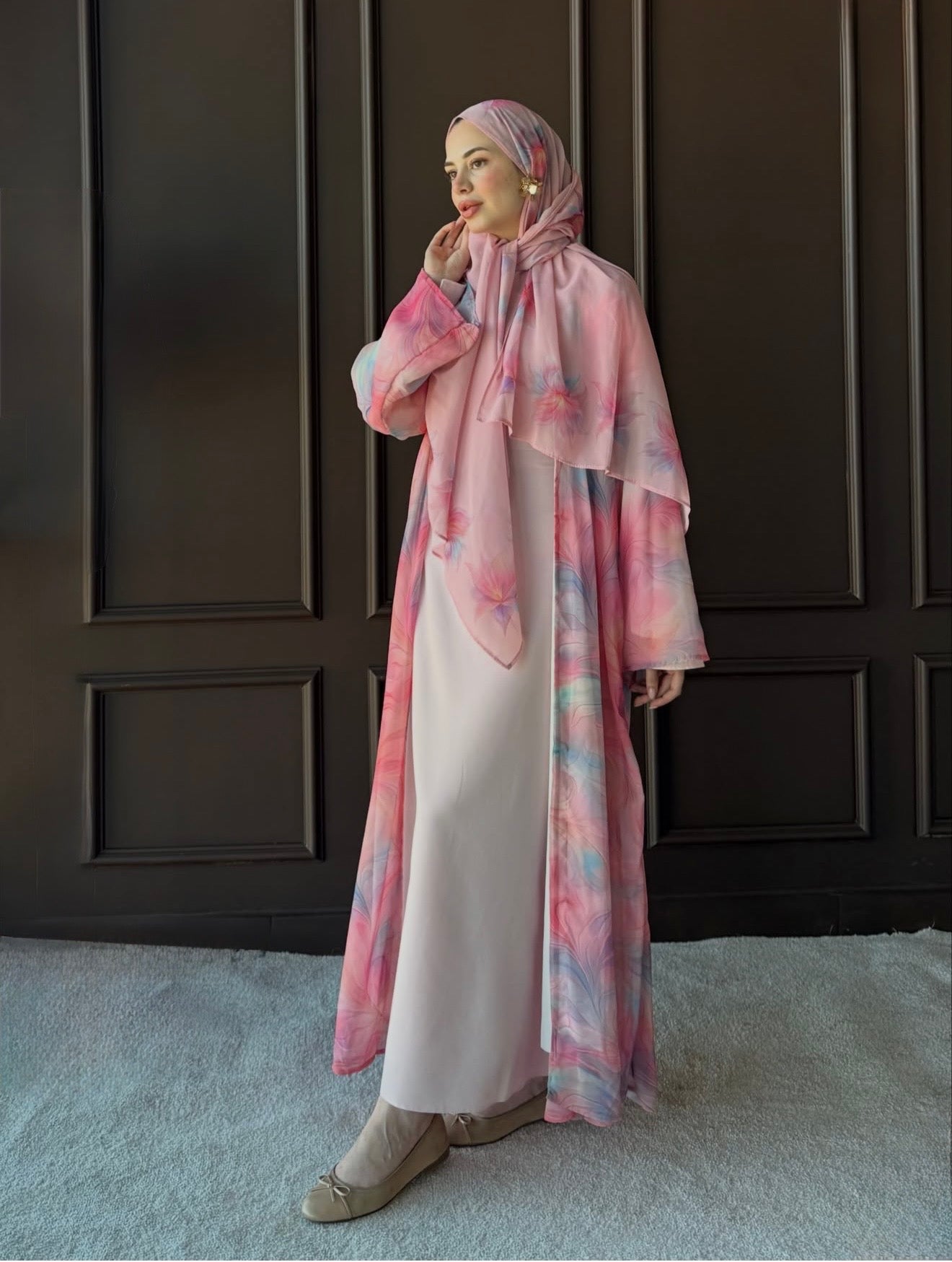 BLUSH BLOOM ABAYA SET