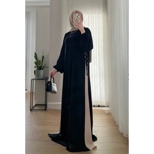 HAYA SIDE-TIE ABAYA - BLACK