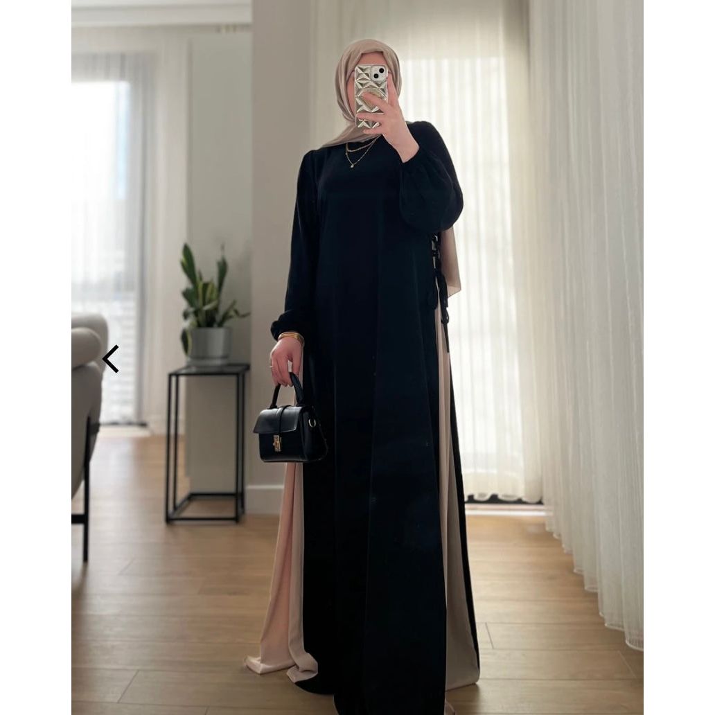 HAYA SIDE-TIE ABAYA - BLACK