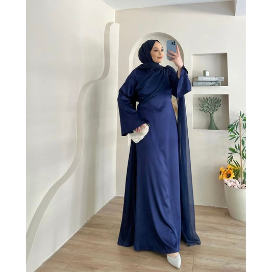LUNA SILK DRESS - NAVY