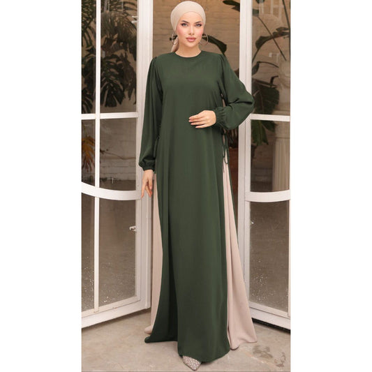 HAYA SIDE-TIE ABAYA - MOSS GREEN